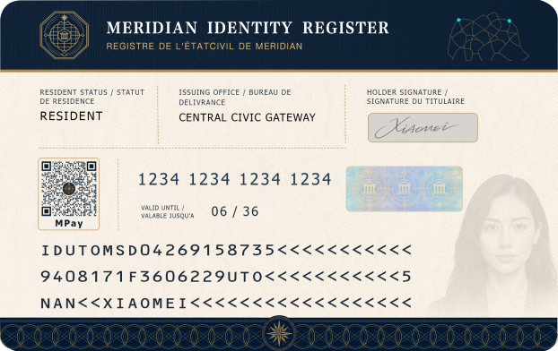 Meridian ID 卡预览